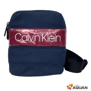 Calvin Klein　CK　カルバンクライン　ショルダーバッグ　サコッシュ　メンズ　レディース　ナイロン　ネイビー×ボルドー　未使用｜aquankyoya