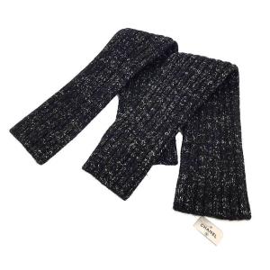 送料無料 シャネル CHANEL アームウォーマー アームカバー Arm warmer Gloves フィンガーレス ブラック 新古品 未使用品 aq4328｜aquankyoya