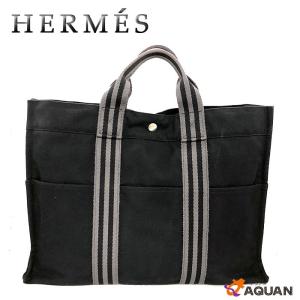 HERMES エルメス フールトゥMM トートバッグ キャンバス ブラック 黒 aq7281｜aquankyoya