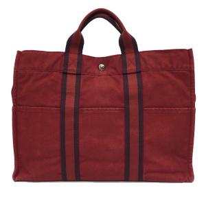 HERMES エルメス フールトゥMM トートバッグ キャンバス レッド aq7283-1｜aquankyoya