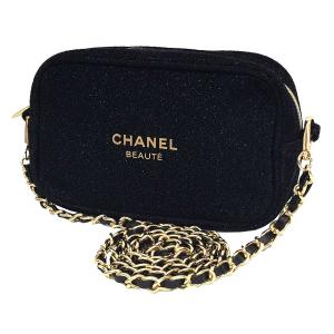 CHANEL シャネル ノベルティ チェーンショルダーバッグ ポシェット 2WAY ブラック ゴールドチェーン aq7301｜aquankyoya