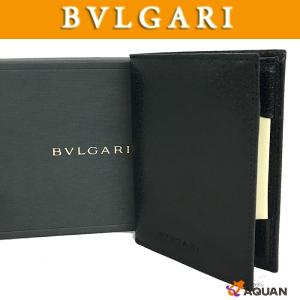 BVLGARI ブルガリ 財布 札入れ 手帳カバー カードケース レザー ブラック 黒 aq7431｜aquankyoya