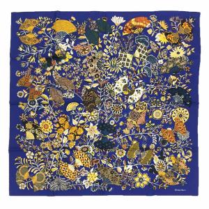 希少 HERMES エルメス スカーフ カレ90 Fleurs et papillons de Tissus 花咲く織物 シルク 未使用 aq9053｜aquankyoya