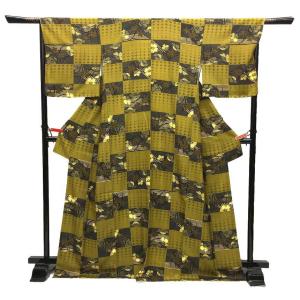 京やC065 江戸小紋三役 江戸小紋 鮫小紋 背紋有り 一つ紋 落款有