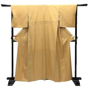 色無地 着物 中古 正絹 袷 フォーマル 紋付き 地模様 南天染め 反端  