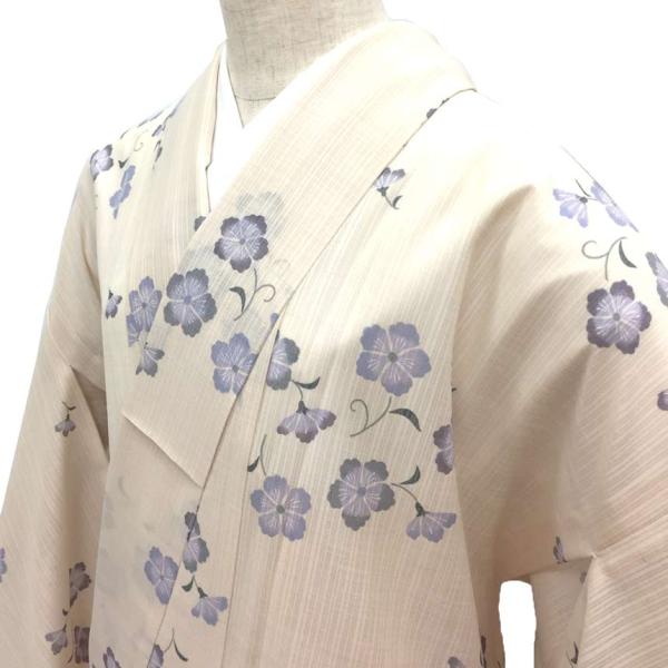 京やI479 洗える着物 洗える夏の小紋 紗 洗える夏の紗 撫子秋の草花 