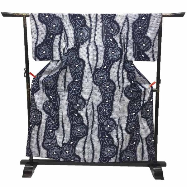 京やI521 ゆかた 本絞り染め 藍染 高級絞りの浴衣  有松絞り 有松鳴海絞  伝統工芸 一目絞り...