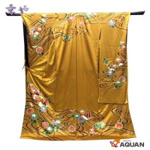 平和屋着物●上質な色無地　鳳凰枝花地紋　薄萌葱色　さが美扱い　正絹　逸品　AABF5255cs 平和屋着物○上質な色無地 鳳凰枝花地紋 薄萌葱色 さが美扱い 正絹