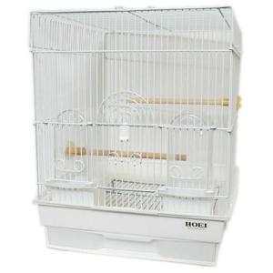 HOEI 鳥かご ケージ HOEI 465インコ手のり 底カラー ホワイト (組立