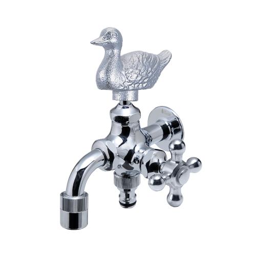 FBD16-WDM　水生活製作所　二口万能胴長水栓(カモ・メッキ)