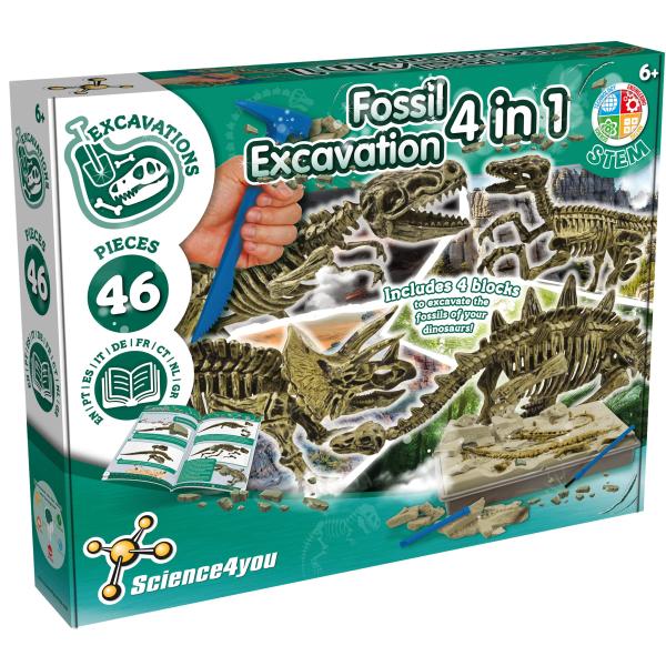 Science4you Dinosaur Fossil Excavation Kit 4 in 1 ...