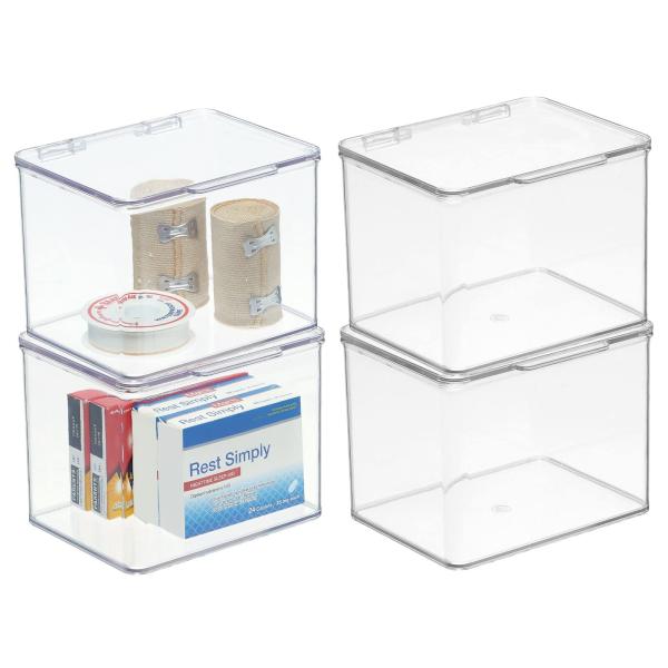 mDesign Plastic Bathroom Storage Organizer Box wit...