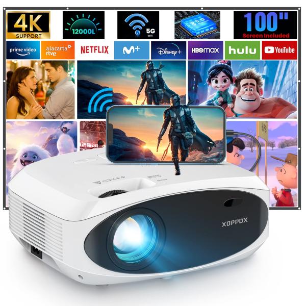 HD Projector with WiFi and Bluetooth  XOPPOX 1080P...