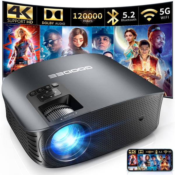 GooDee Projector 4K with WiFi and Bluetooth Suppor...