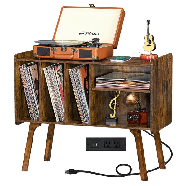 Lerliuo Record Player Stand with Charging Station ...