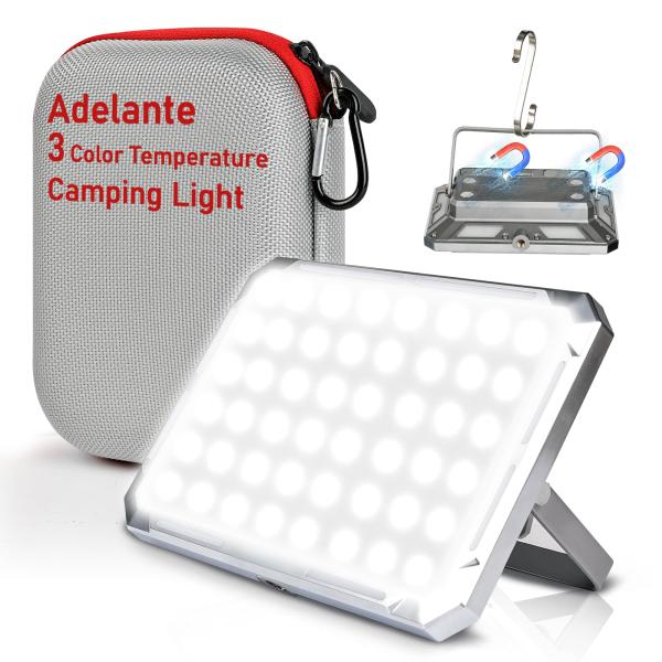 Adelante キャンプランタン 充電式ライト 4000LM 3色 キャンプライト マグネット付き...