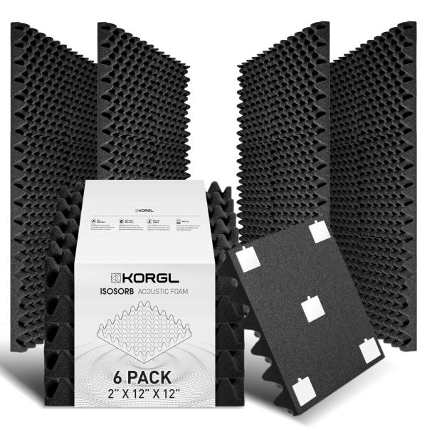 ISOSORB Sound Proof Foam Panels: 2&quot;x12&quot;x12&quot; Egg Cr...