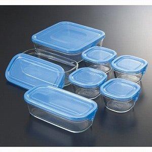 イワキ iwaki 耐熱ガラス ブルー 保存容器