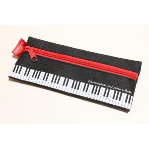 ピアノライン　ペンケース ビッグファスナー　ペンケース 　ブラック　Piano　Line｜arabastamusic