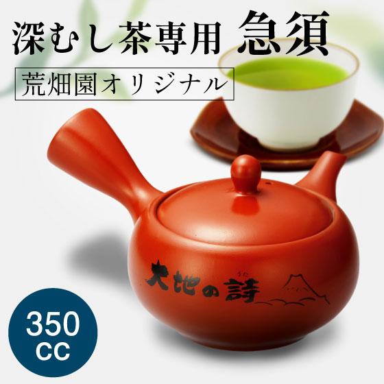 急須 帯網急須 荒畑園 オリジナル 朱泥帯網急須 大地の詩 350cc 深むし茶専用急須