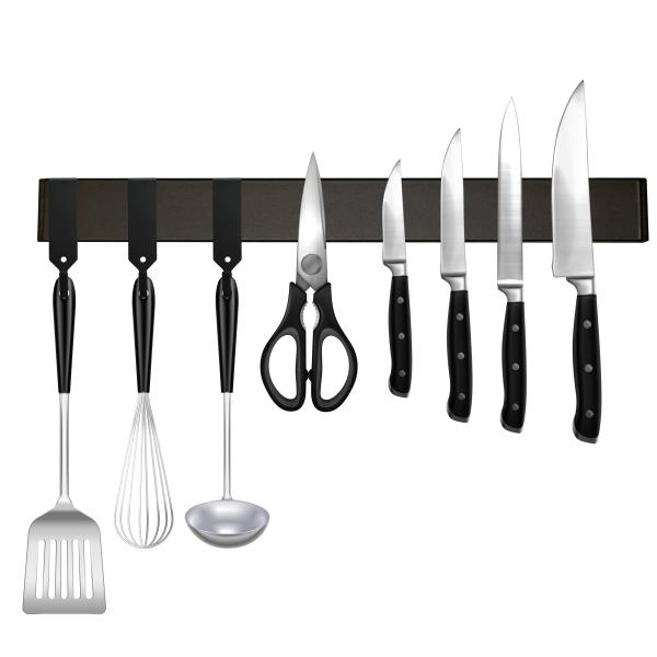 マグネット包丁 強力粘着テープ フック付き 30cm ブラック 包丁スタンド マグネット マグネット...