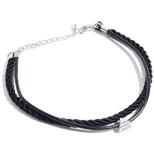 VIVA-ILL 編み込み コード アンクレット メンズ 革 2連