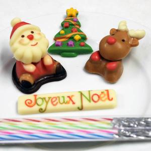 クリスマスケーキオーナメントセット（チョコレートサンタクロース＆となかい＆ツリー・クリスマスチョコプレート・キャンドル）｜arancia-mm