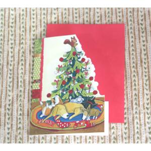 クリスマスカード「子犬とリスのクリスマスツリー」【ネコポス可】｜arancia-mm