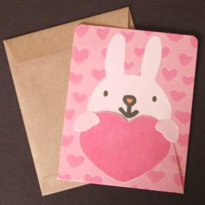 サンキューカード「ハートを抱えたウサギ」Thank you 多目的カード【ネコポス可】｜arancia-mm