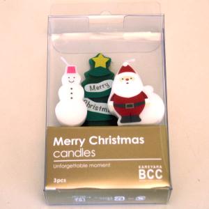 クリスマスケーキデコレーションキャンドル「Merry Christmas Candles」サンタとツリーとスノーマン｜arancia-mm