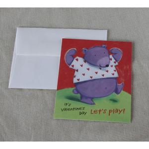 バレンタインカード（幅広名刺型ミニカード）「元気なクマさん　Let's　play！」【ネコポス可】｜arancia-mm