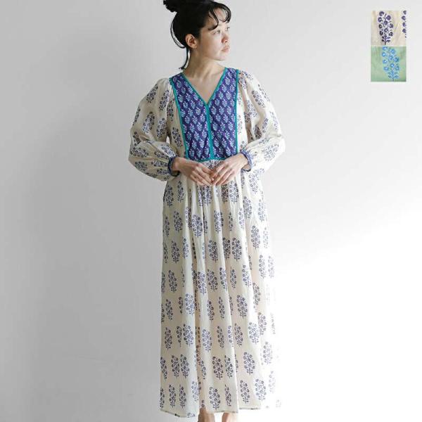 ヌキテパ ne Quittez pas コットンボイル エスニック ギャザー ドレス Cotton ...