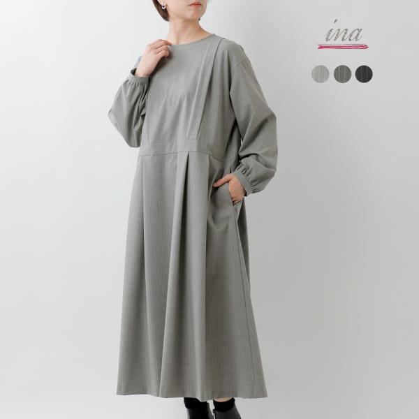 イナ ina  2wayストレッチ ストライプ ウエスト切替 ワンピース 255652 レディース ...