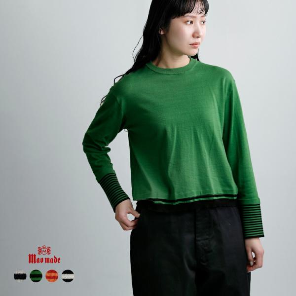 マオメイド mao made  コットン ボーダースリーブ プルオーバー 611120 レディース ...