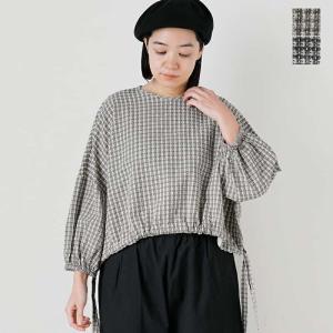 qiri キリ 刺し子 チェック ショート ブラウス sashiko check short blouse 6301bl007241  レディース 2024ss新作｜aranciato