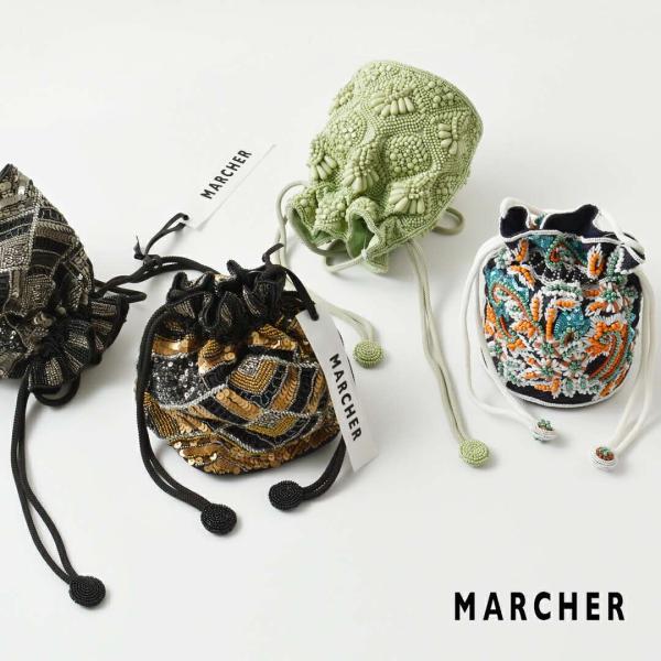 マルシェ MARCHER  巾着 ビーズ ショルダー バッグ beads-shoulder レディー...