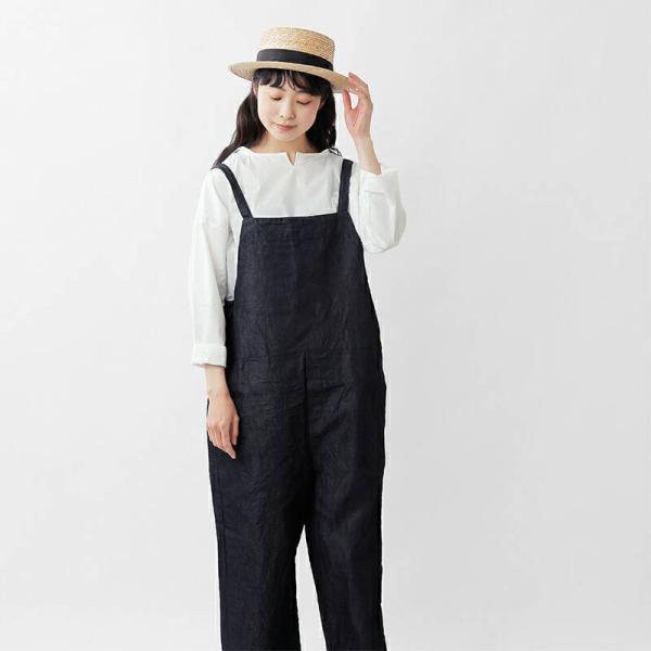 g グラム コットンリネン ライトデニムサロペット g-314