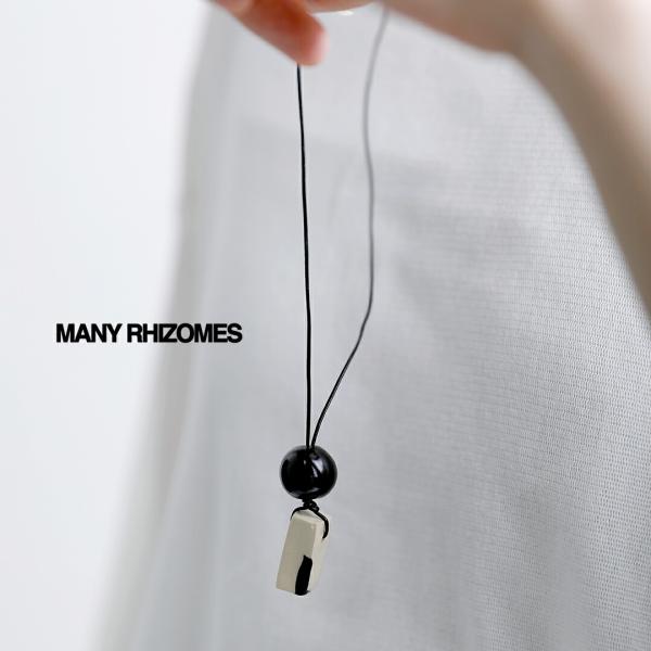 メニーライザームス MANY RHIZOMES レザーコード クレイビーズ ネックレス SCULPT...