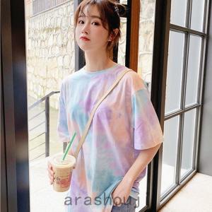 Tシャツ レディース タイダイ柄 半袖 夏 ゆるい トップス 韓国ファッション 原宿系 Bf風 ヒップホップ ダンス ストリート風 カジュアル Ara317 0140 嵐商会 通販 Yahoo ショッピング