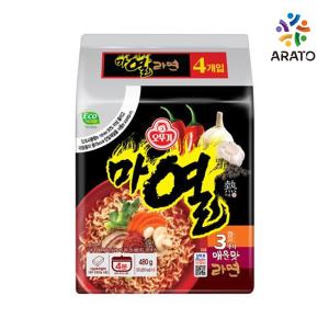 在庫処分！賞味期限：24年2月20日　[120g×4個]　オットギ マ熱(マヨル)ラーメン 韓国ラーメン 辛い 激辛 濃く甘い｜arato