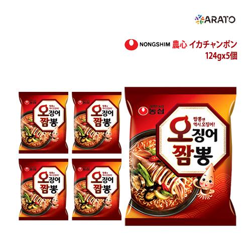 【124gx5個】イカチャンポン 韓国風中華麺 ピリ辛 麺類 オジンオ 即席ラーメン 韓国ラーメン ...