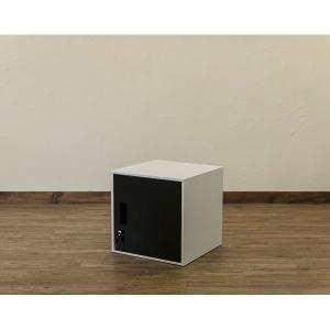 鍵付きロッカー/収納キャビネット 〔ブラック〕 幅38cm