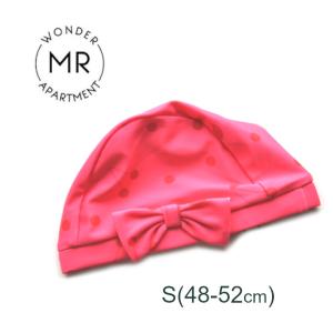 スイムキャップ 水泳帽 水泳帽子 ベビー 女の子 MR マル リボン付 ピンク S48-52cm さくらんぼ チェリー 総柄 かわいい 子供