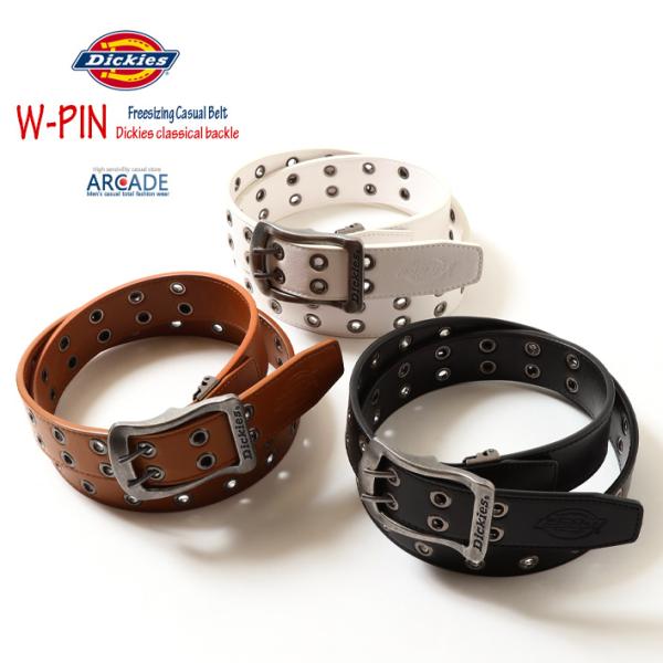Dickies ベルト PUレザー ベルト Wピン フリーサイズ メンズ ディッキーズ バックルベル...
