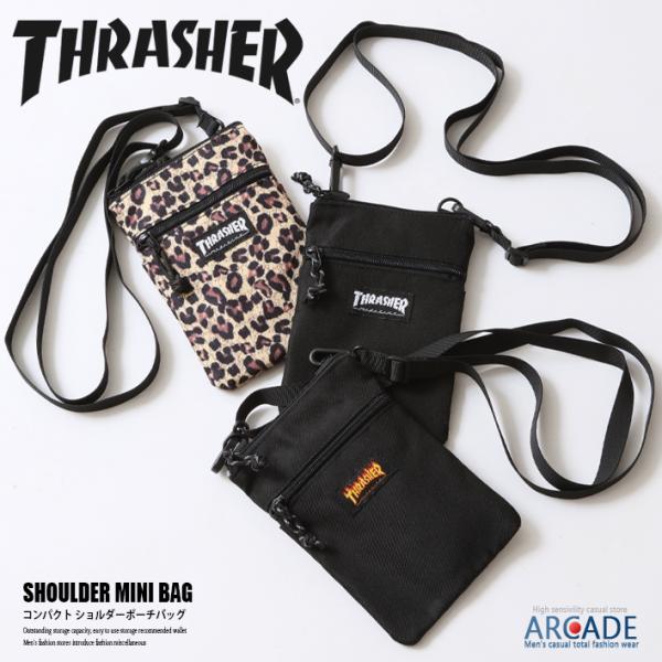 ミニショルダーバッグ メンズ THRASHER ショルダーポーチ 斜め掛け インナーポーチ スマホシ...
