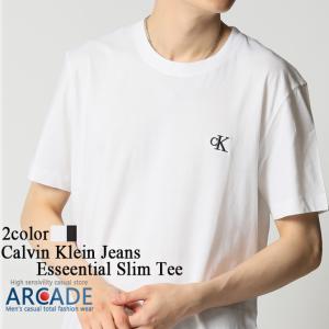 Calvin Klein Jeans/ カルバンクラインジーンズ CK ワンポイント刺繍 半袖Tシャツ ESSENTIAL SLIM TEE｜arcade