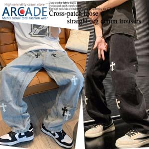 クロスパッチラブブ　⚠️お盆限定価格‼️クロスパッチパンツ　究極2点セット Ressaca ジーンズ クロスパッチ ストレートデニムパンツ メンズ