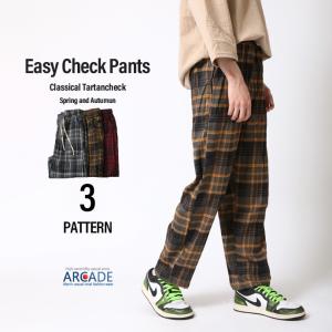 チェックパンツ メンズ イージーパンツ 上品 春 タータン テーパード ウエストゴム ボトムス ズボン メンズファッション 韓国ファッション/爆買