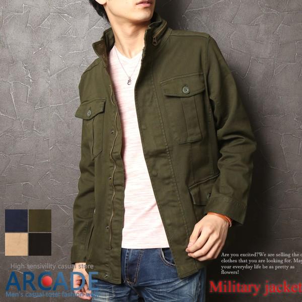 アウター メンズ ジャケット ミリタリージャケット メンズ M-65 ストレッチ素材 ジャンパー ア...