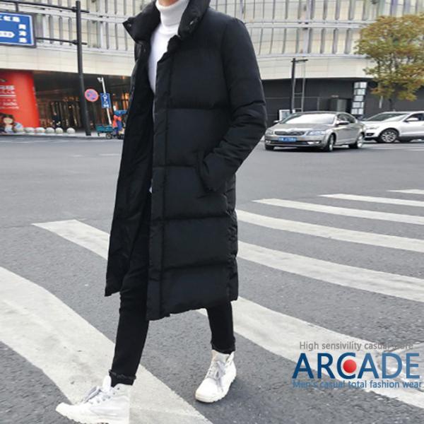 ロング丈中綿ダウン メンズ 中綿ジャケット メンズ ロングダウン ロングコート/爆買